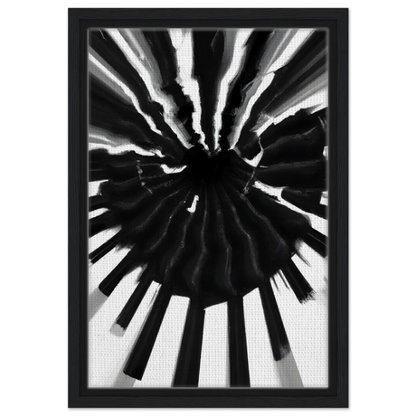 Monochrome Pulse | Modern Abstract Expressionist Wall art Print - Framed Canvas - 30x45 cm / 12x18″ - Black frame