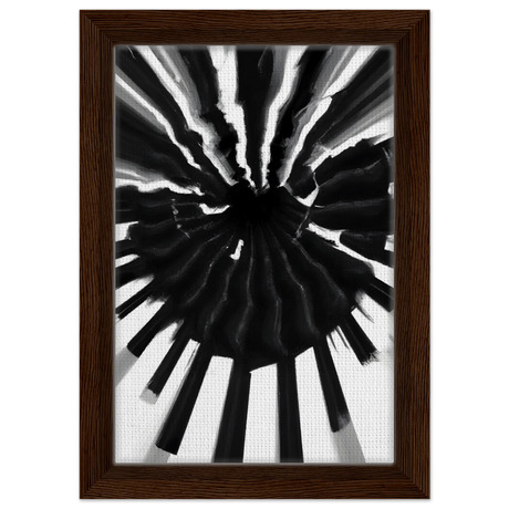 Monochrome Pulse | Modern Abstract Expressionist Wall art Print - Framed Canvas - 20x30 cm / 8x12″ - Dark wood frame