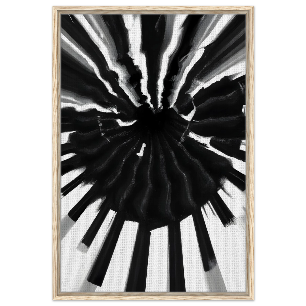 Monochrome Pulse | Modern Abstract Expressionist Wall art Print - Framed Canvas - 60x90 cm / 24x36″ - Wood frame