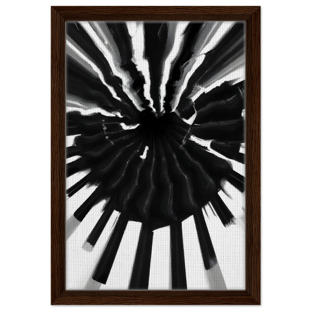 Monochrome Pulse | Modern Abstract Expressionist Wall art Print - Framed Canvas - 30x45 cm / 12x18″ - Dark wood frame
