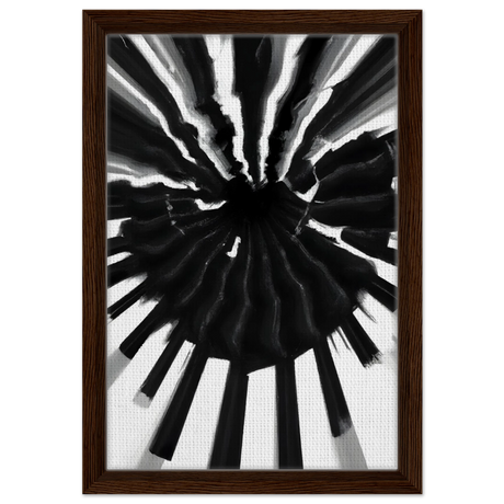 Monochrome Pulse | Modern Abstract Expressionist Wall art Print - Framed Canvas - 30x45 cm / 12x18″ - Dark wood frame