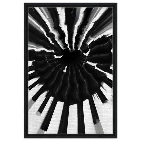 Monochrome Pulse | Modern Abstract Expressionist Wall art Print - Framed Canvas - 50x75 cm / 20x30″ - Black frame