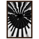 Monochrome Pulse | Modern Abstract Expressionist Wall art Print - Framed Canvas - 50x75 cm / 20x30″ - Dark wood frame