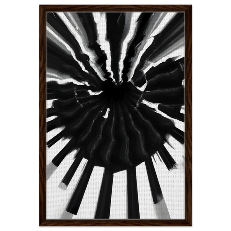 Monochrome Pulse | Modern Abstract Expressionist Wall art Print - Framed Canvas - 50x75 cm / 20x30″ - Dark wood frame