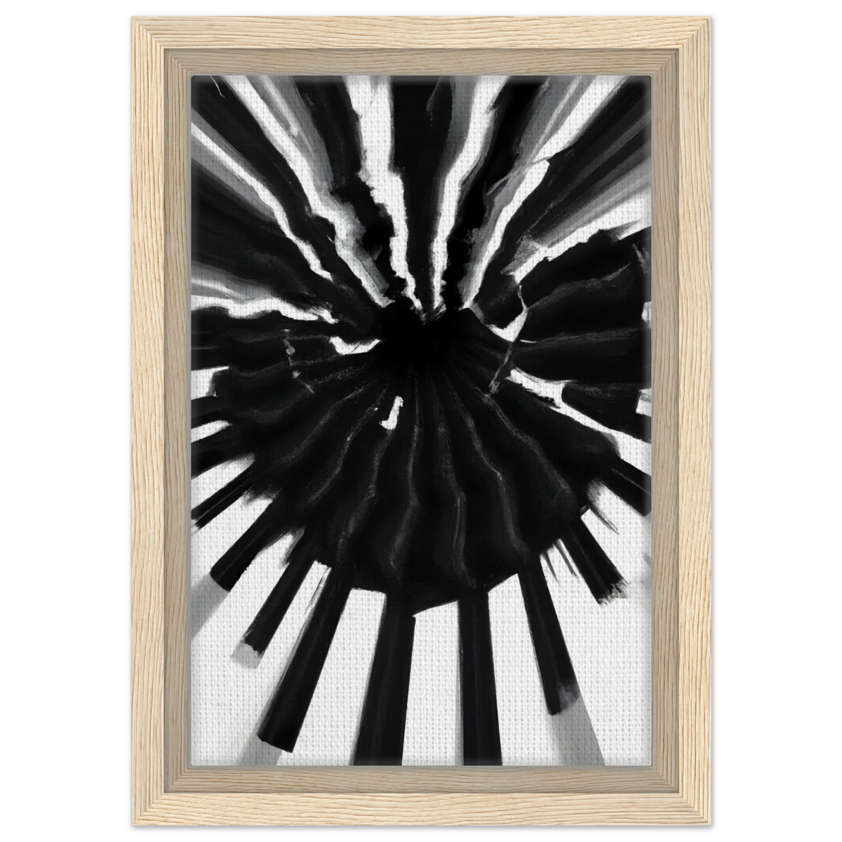 Monochrome Pulse | Modern Abstract Expressionist Wall art Print - Framed Canvas - 20x30 cm / 8x12″ - Wood frame