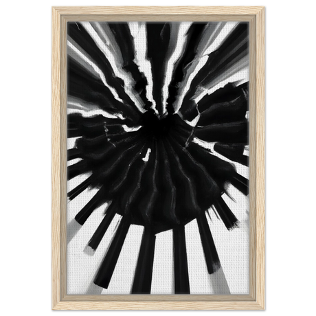Monochrome Pulse | Modern Abstract Expressionist Wall art Print - Framed Canvas - 30x45 cm / 12x18″ - Wood frame