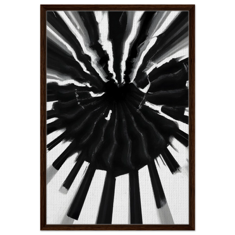 Monochrome Pulse | Modern Abstract Expressionist Wall art Print - Framed Canvas - 60x90 cm / 24x36″ - Dark wood frame