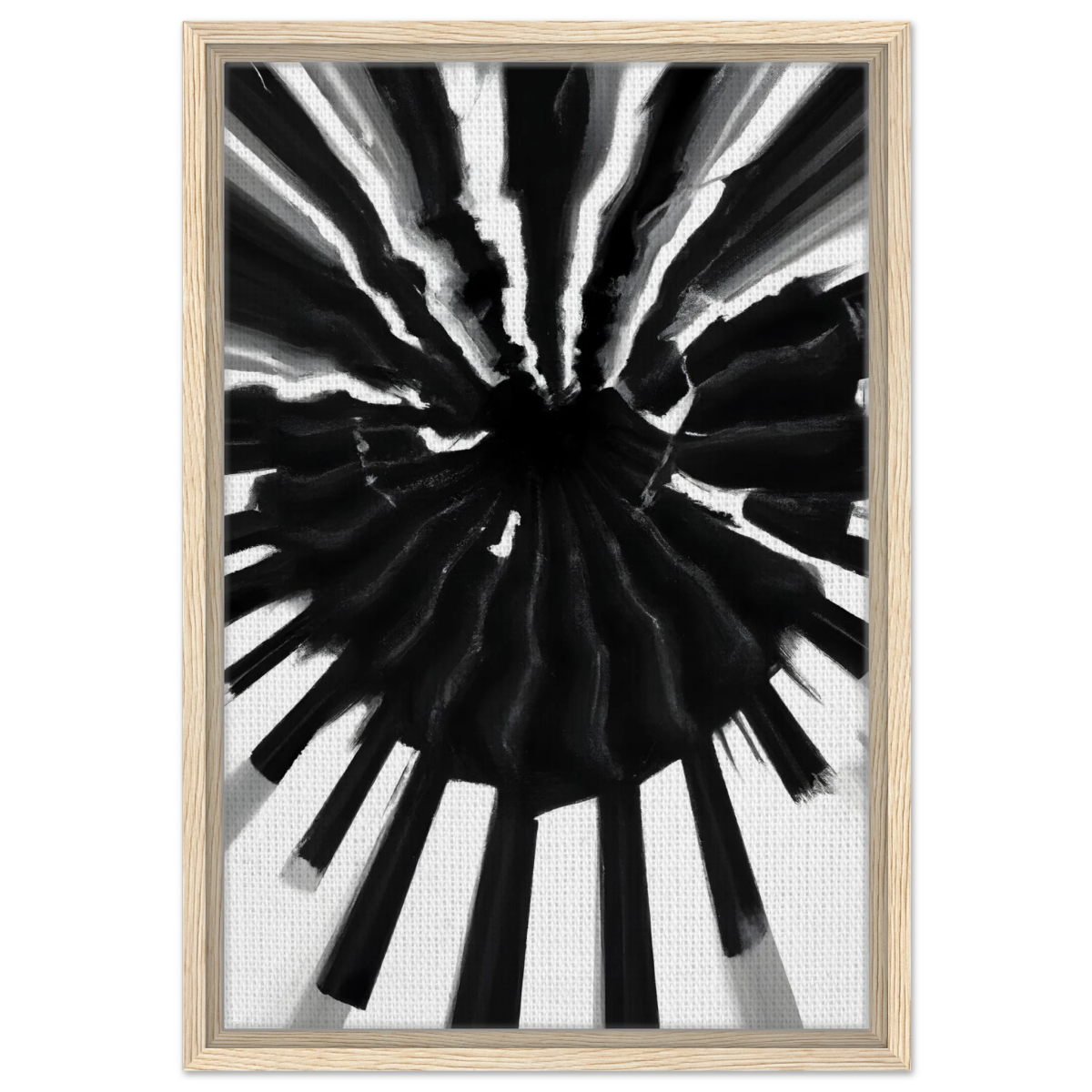 Monochrome Pulse | Modern Abstract Expressionist Wall art Print - Framed Canvas - 40x60 cm / 16x24″ - Wood frame
