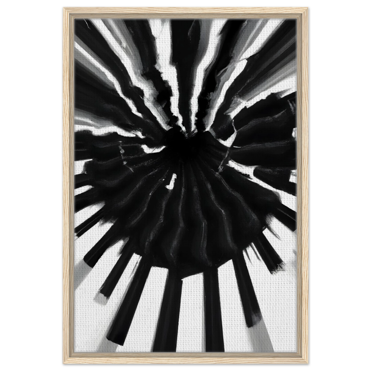 Monochrome Pulse | Modern Abstract Expressionist Wall art Print - Framed Canvas - 50x75 cm / 20x30″ - Wood frame