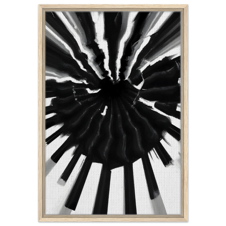 Monochrome Pulse | Modern Abstract Expressionist Wall art Print - Framed Canvas - 50x75 cm / 20x30″ - Wood frame
