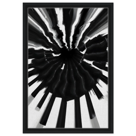 Monochrome Pulse | Modern Abstract Expressionist Wall art Print - Framed Canvas - 40x60 cm / 16x24″ - Black frame