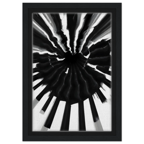 Monochrome Pulse | Modern Abstract Expressionist Wall art Print - Framed Canvas - 20x30 cm / 8x12″ - Black frame