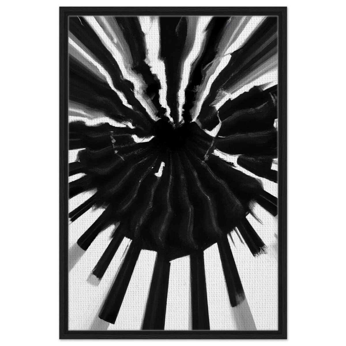 Monochrome Pulse | Modern Abstract Expressionist Wall art Print - Framed Canvas - 60x90 cm / 24x36″ - Black frame