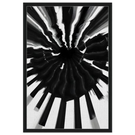 Monochrome Pulse | Modern Abstract Expressionist Wall art Print - Framed Canvas - 60x90 cm / 24x36″ - Black frame