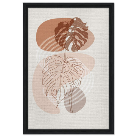 Monstera Minimal: Abstract Flow | Wall art Print - 40x60 cm / 16x24″ - Framed Canvas - Black frame