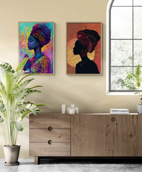 Moonlit Majesty: African Goddess Duo - Canvas - 30X45 CM / 12X18″ - 