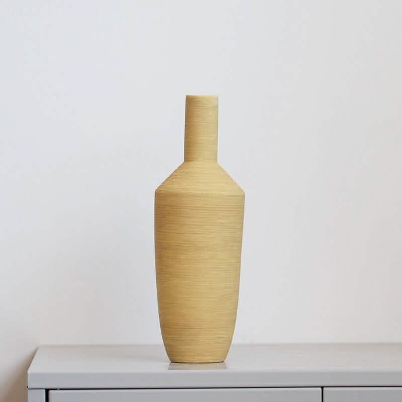 Morandi Brushed Ceramic Vase – Nordic Minimalist Hand - Painted Décor - D - 