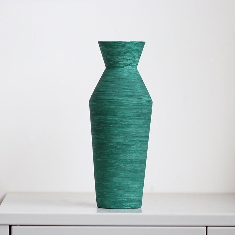 Morandi Brushed Ceramic Vase – Nordic Minimalist Hand - Painted Décor - C - 