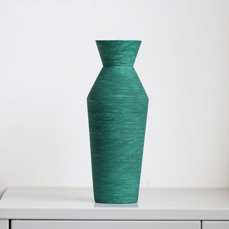 Morandi Brushed Ceramic Vase – Nordic Minimalist Hand - Painted Décor - C - 
