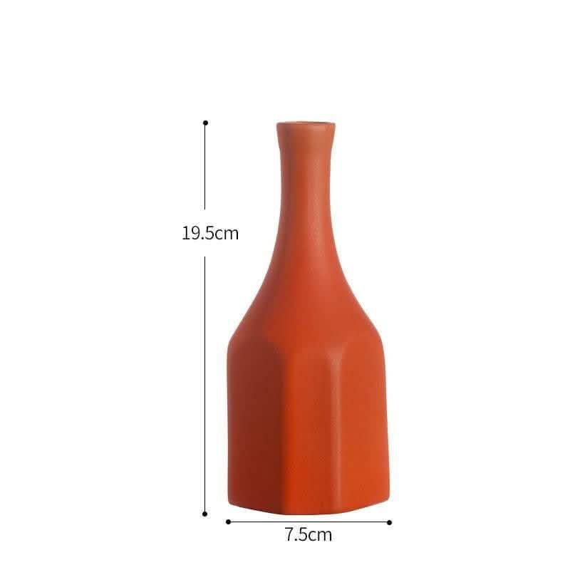 Morandi Ceramic Art Vase Collection – Minimalist Decorative Vases - Orange red - 