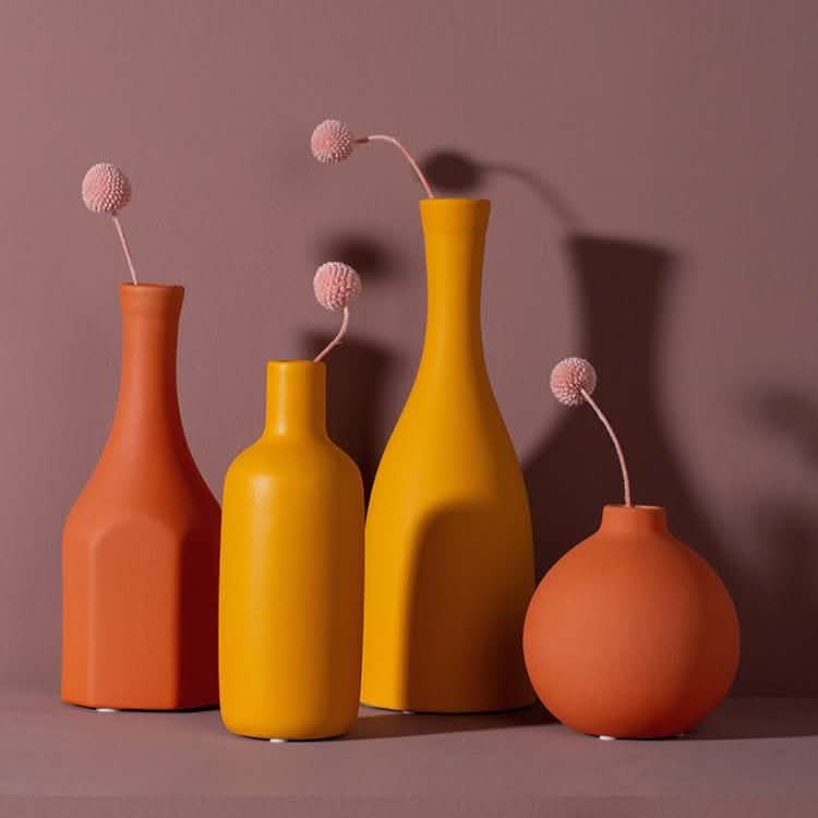 Morandi Ceramic Art Vase Collection – Minimalist Decorative Vases - Blue slender - 