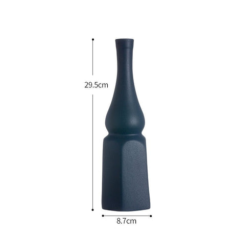 Morandi Ceramic Art Vase Collection – Minimalist Decorative Vases - Blue slender - 