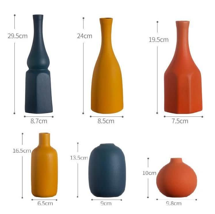 Morandi Ceramic Art Vase Collection – Minimalist Decorative Vases - Blue slender - 