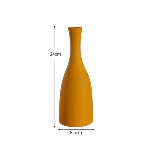 Morandi Ceramic Art Vase Collection – Minimalist Decorative Vases - Natural Yellow - 