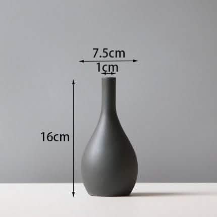 Morandi Ceramic Vase – Minimalist Home Decoration Ornaments in Soft Colours - Black - 