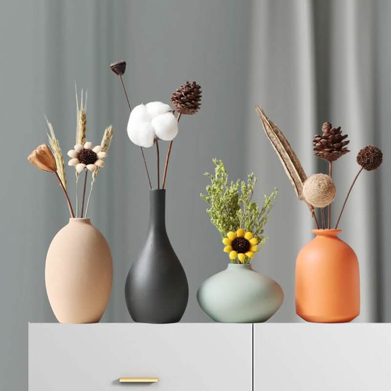 Morandi Ceramic Vase – Minimalist Home Decoration Ornaments in Soft Colours - Set - 