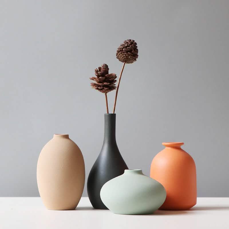 Morandi Ceramic Vase – Minimalist Home Decoration Ornaments in Soft Colours - Set - 
