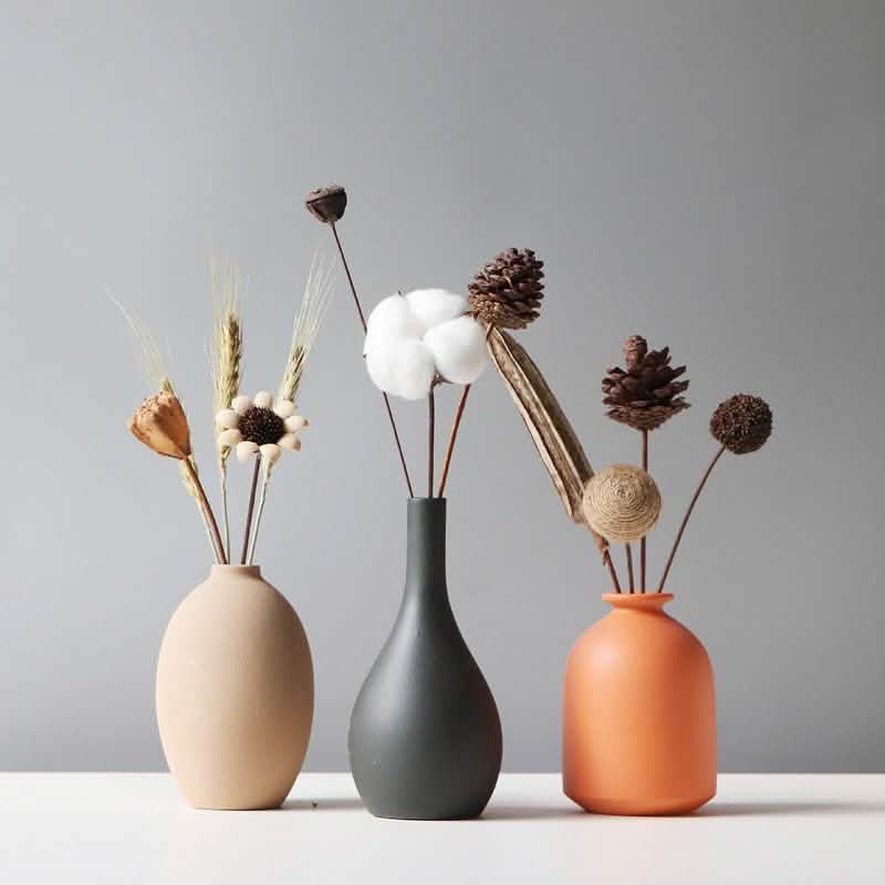 Morandi Ceramic Vase – Minimalist Home Decoration Ornaments in Soft Colours - Set - 