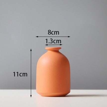 Morandi Ceramic Vase – Minimalist Home Decoration Ornaments in Soft Colours - Orange - 