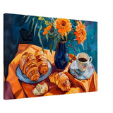 Morning Elegance: Croissants and Coffee | Still Life Contemporary Impressionism | wall art print - Canvas - 60x90 cm / 24x36″ - 