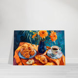 Morning Elegance: Croissants and Coffee | Still Life Contemporary Impressionism | wall art print - Aluminum Print - 30x45 cm / 12x18″ - 