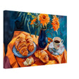 Morning Elegance: Croissants and Coffee | Still Life Contemporary Impressionism | wall art print - Canvas - 40x60 cm / 16x24″ - 