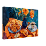 Morning Elegance: Croissants and Coffee | Still Life Contemporary Impressionism | wall art print - Canvas - 30x45 cm / 12x18″ - 