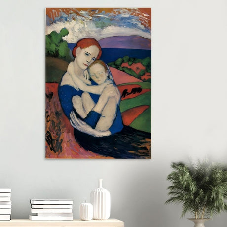 Mother and child by Pablo Picasso 1901 - Wood Prints - 70x100 cm / 28x40″ - 10 mm
