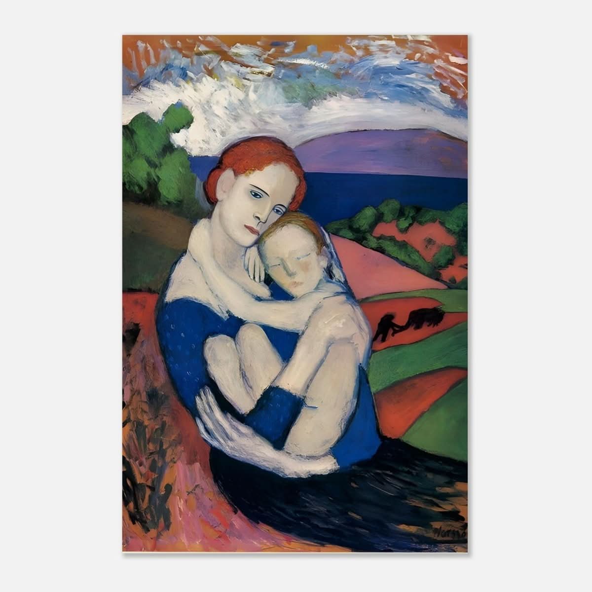 Mother and child by Pablo Picasso 1901 - Aluminum Print - 50x75 cm / 20x30″ - 