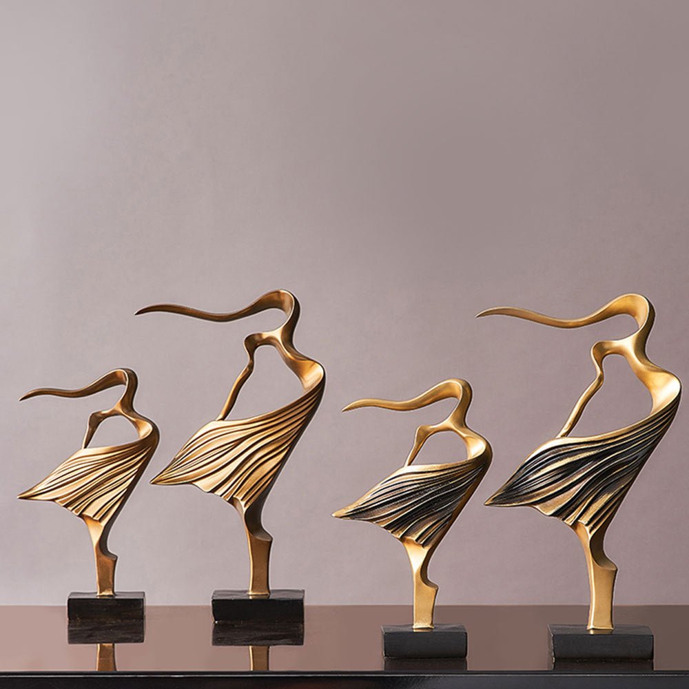 Mother & Daughter Abstract Sculpture Set – Modern Resin Art Décor (Gold or Bronze) - Bronze - 