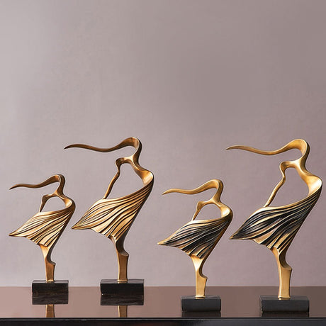 Mother & Daughter Abstract Sculpture Set – Modern Resin Art Décor (Gold or Bronze) - Bronze - 