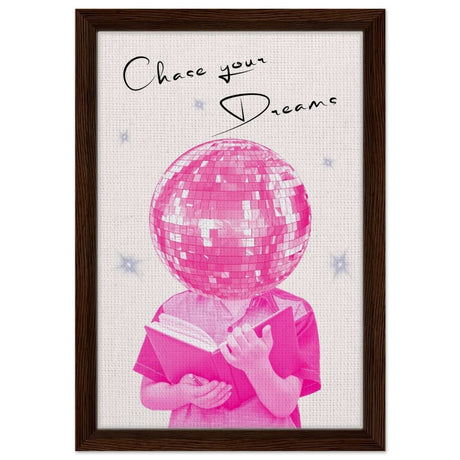 Motivational Art wall art print | Chase Your Dreams - Framed Canvas - 30x45 cm / 12x18″ - Dark wood frame
