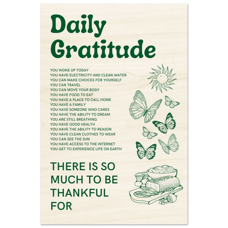 Motivational Art wall art print | Daily Gratitude - Wood Prints - 30x45 cm / 12x18″ - 