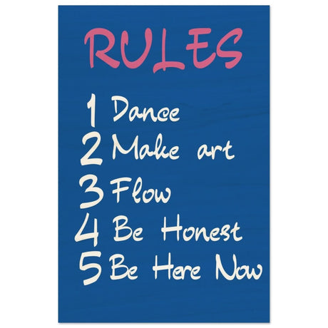 Motivational Art wall art print | Happiness Rules - Wood Prints - 30x45 cm / 12x18″ - 