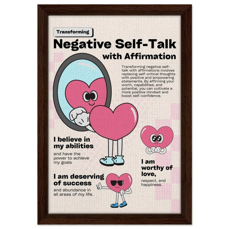 Motivational Art wall art print | Negative Self Talk - Framed Canvas - 30x45 cm / 12x18″ - Dark wood frame