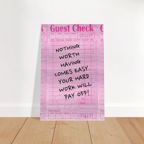 Motivational Pop Art wall art print | Hard Work - Brushed Aluminum Print - 30x45 cm / 12x18″ - 