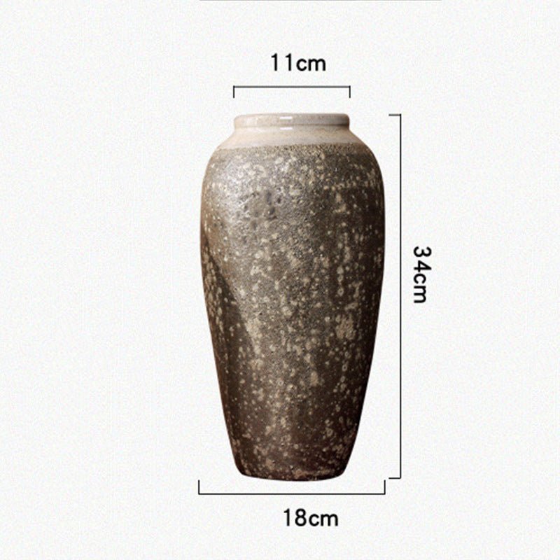 Mottled Retro Ceramic Vases – Handmade Chinese Glazed Pottery in Small, Medium & Large - Large Vase - 