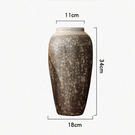 Mottled Retro Ceramic Vases – Handmade Chinese Glazed Pottery in Small, Medium & Large - Large Vase - 