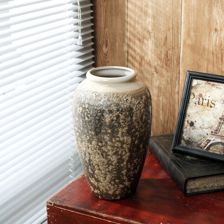 Mottled Retro Ceramic Vases – Handmade Chinese Glazed Pottery in Small, Medium & Large - Large Vase - 