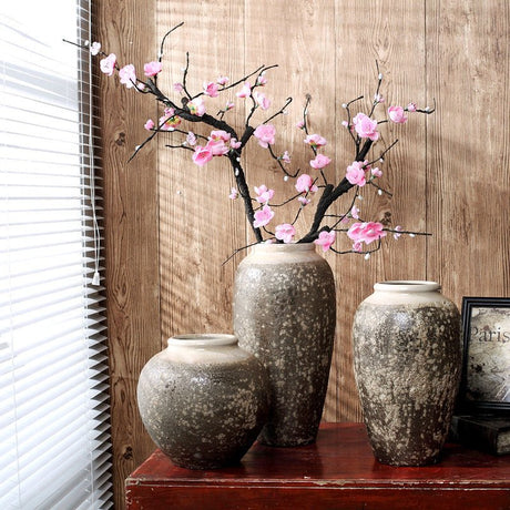 Mottled Retro Ceramic Vases – Handmade Chinese Glazed Pottery in Small, Medium & Large - Large Vase - 